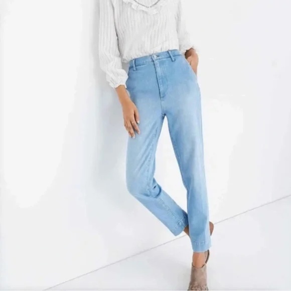 Madewell Light Wash Blue Ankle Cropped Jeans Size 31 - Picture 1 of 13